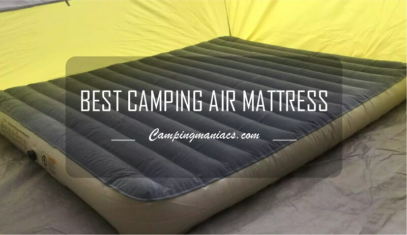 image of air mattress inside a tent with title Best Camping Air Mattress