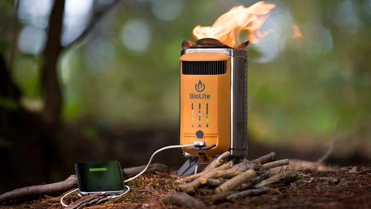 biolite wood burning stove charging phone