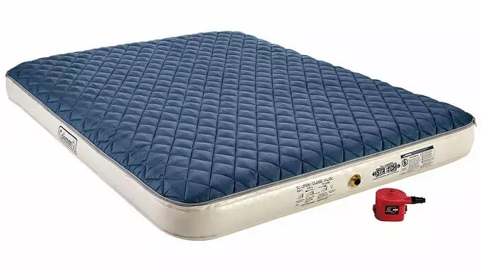 Coleman Inflatable Airbed with Zip-On Insulated Mattress Topper and Battery-Operated Pump, Queen