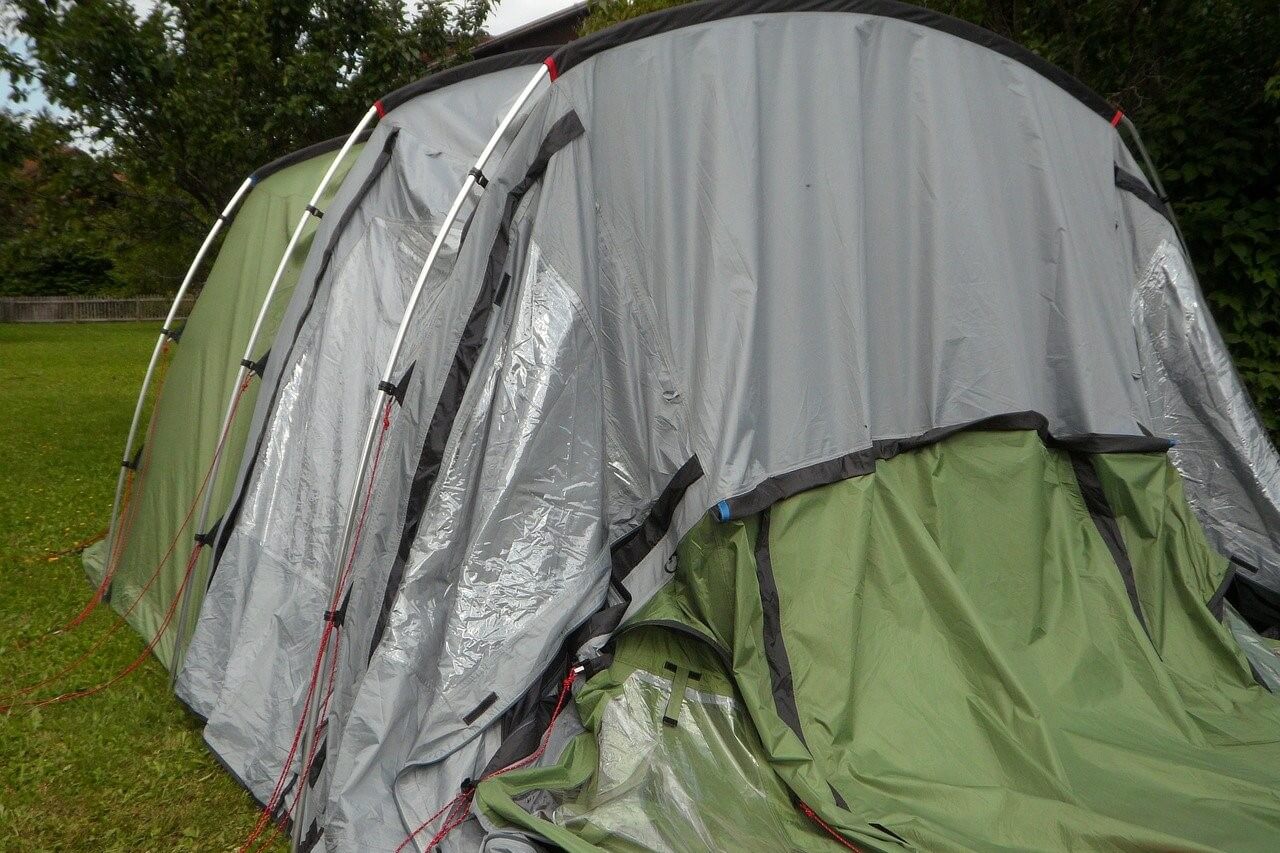 huge camping tent standing strong