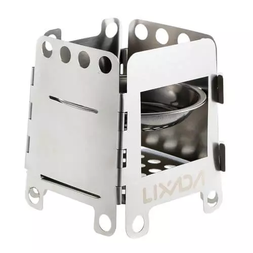 Lixada Stainless Steel Portable Wood Burning Camp Stove for Backpacking