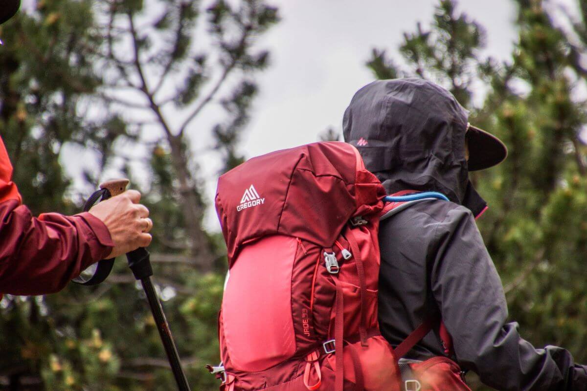 a hiker carrying Gregory Mountain backpack