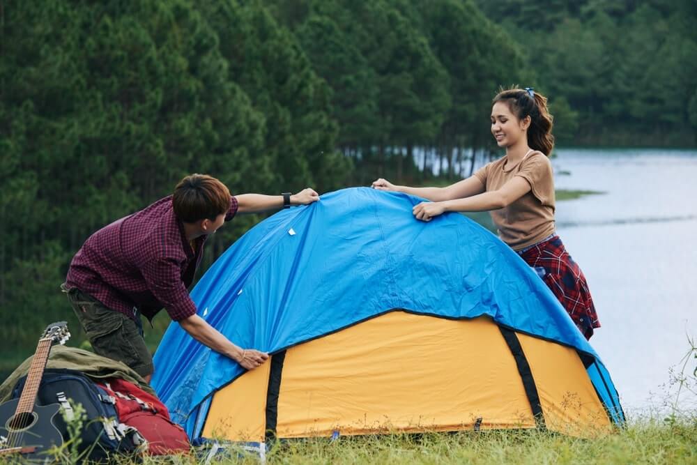 step 5: attaching rainfly to the tent