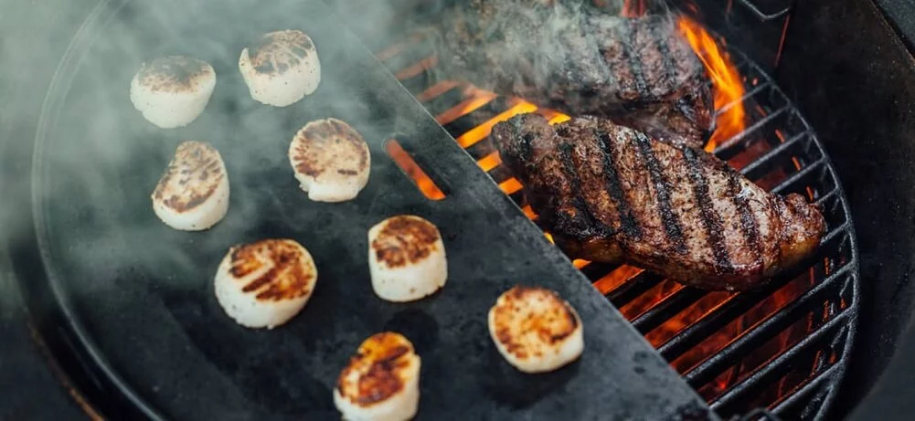 Grill Grates with beef and marshmalow
