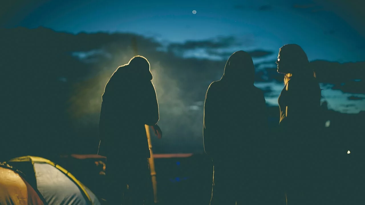 camping at night in cold