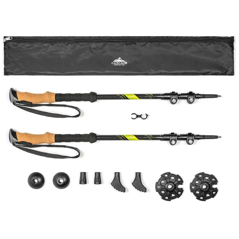 Cascade Mountain Tech Carbon Fiber Trekking Poles with Quick Adjustable Locks