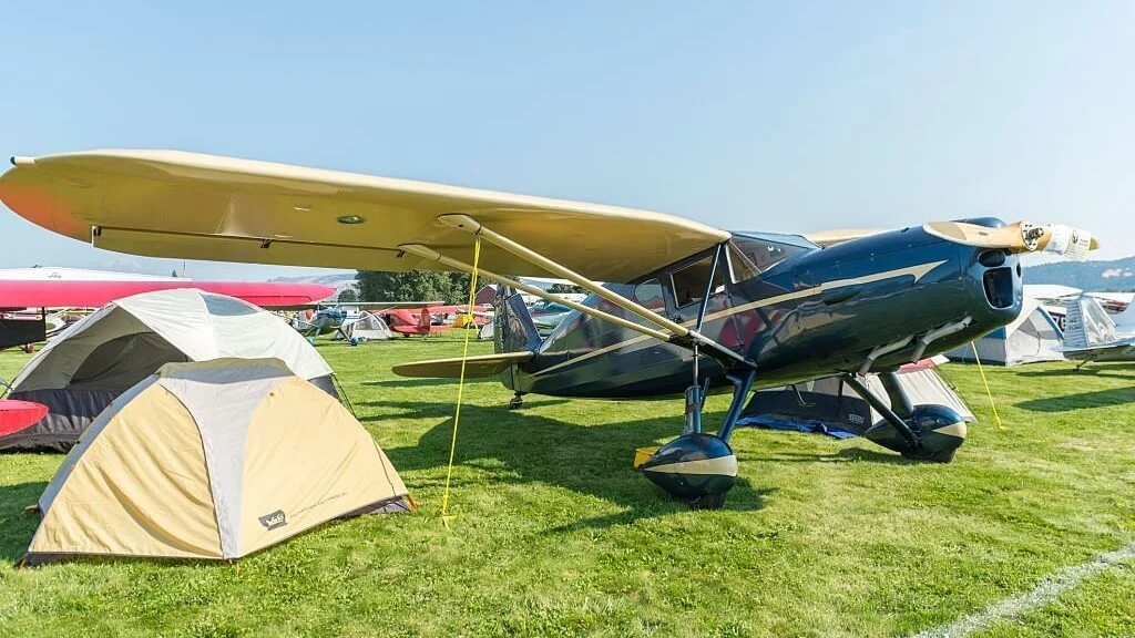 fairchild aircraft at a campsite at Fly in Hood Oregon