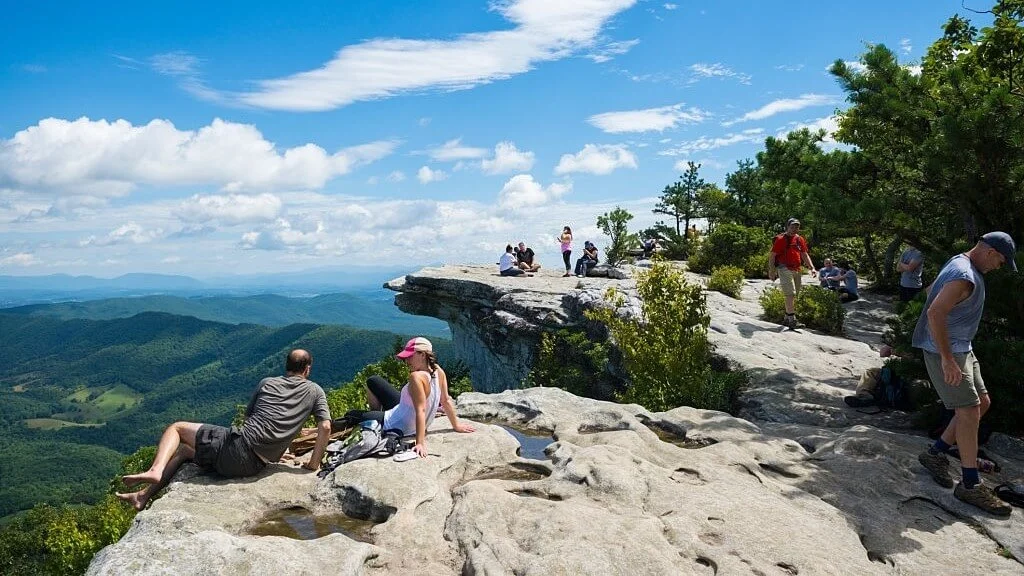 Hikers at McAfee Knob on Appalachian Trail