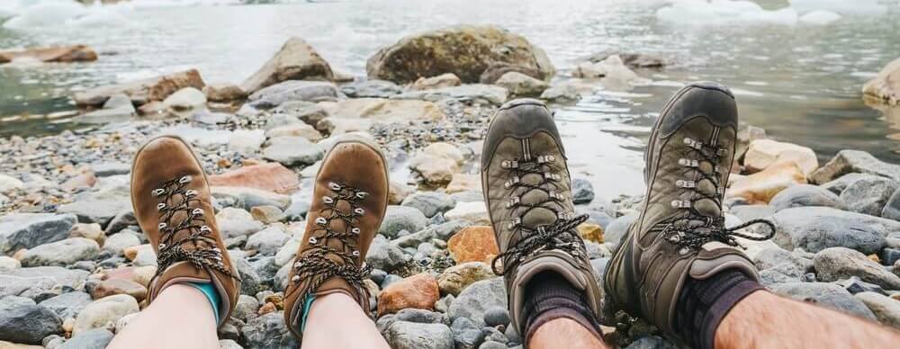 woman fitting hiking boots