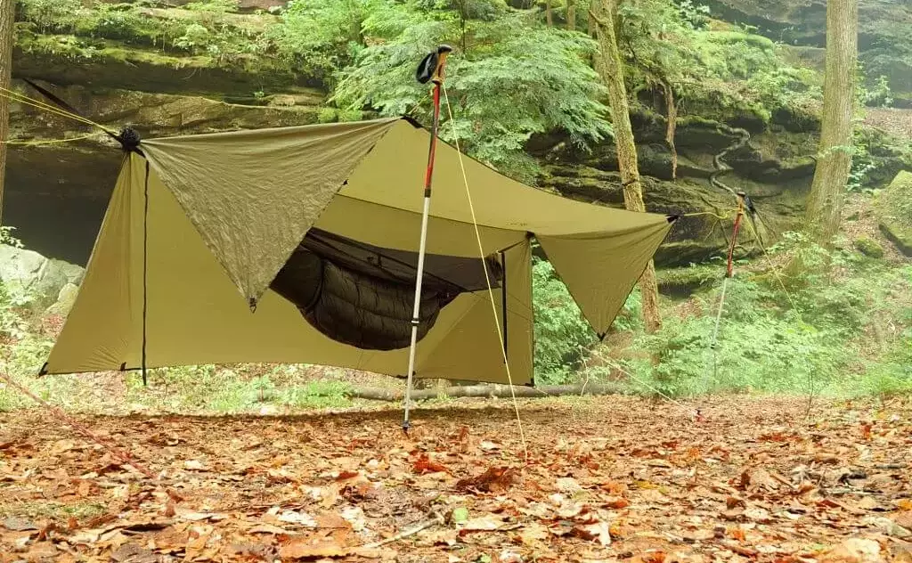 trekking poles as tarp support poles