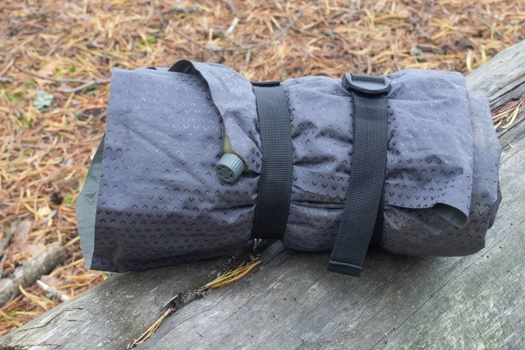inflatable camping pillow - folded down for carrying