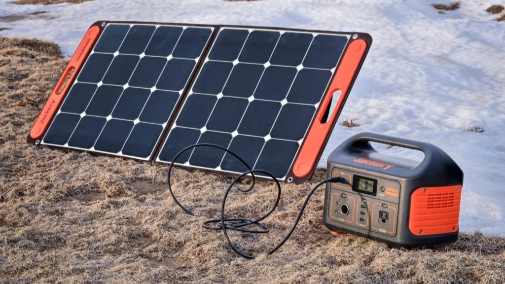 portable battery with a solar panel
