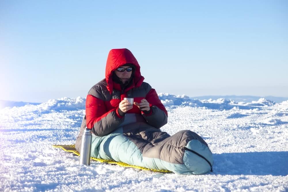 sleeping in snow camping