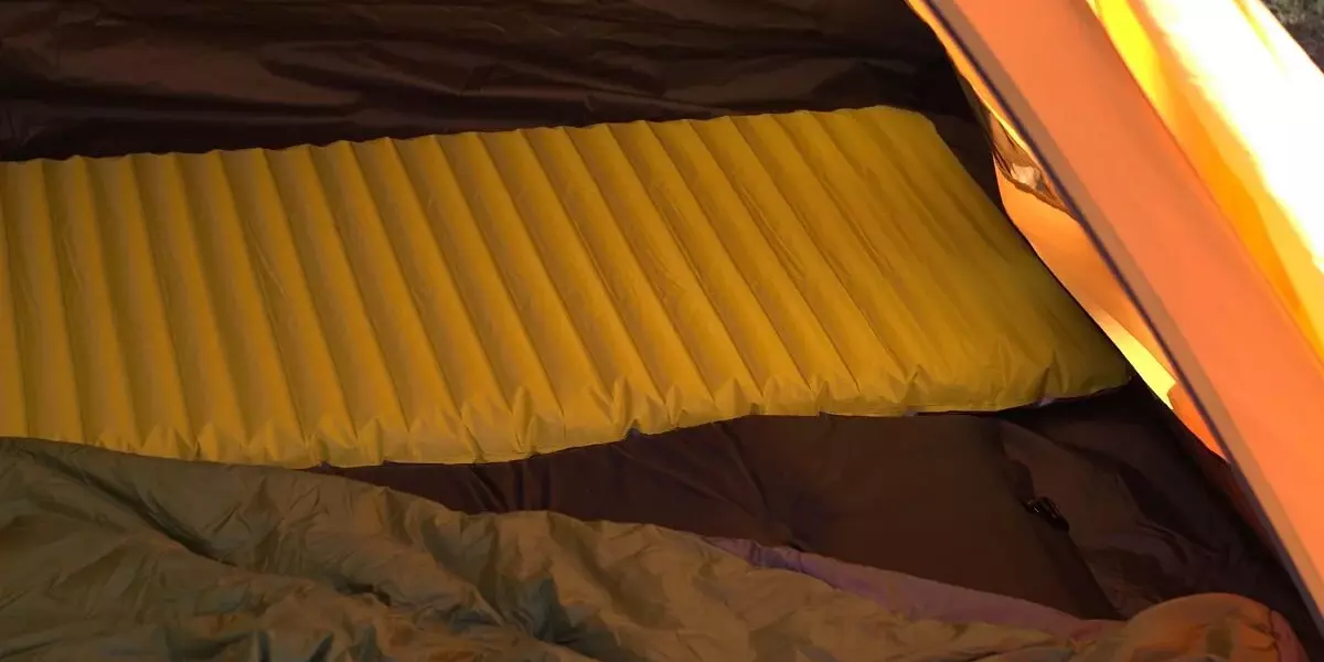 camping sleeping pad in a tent
