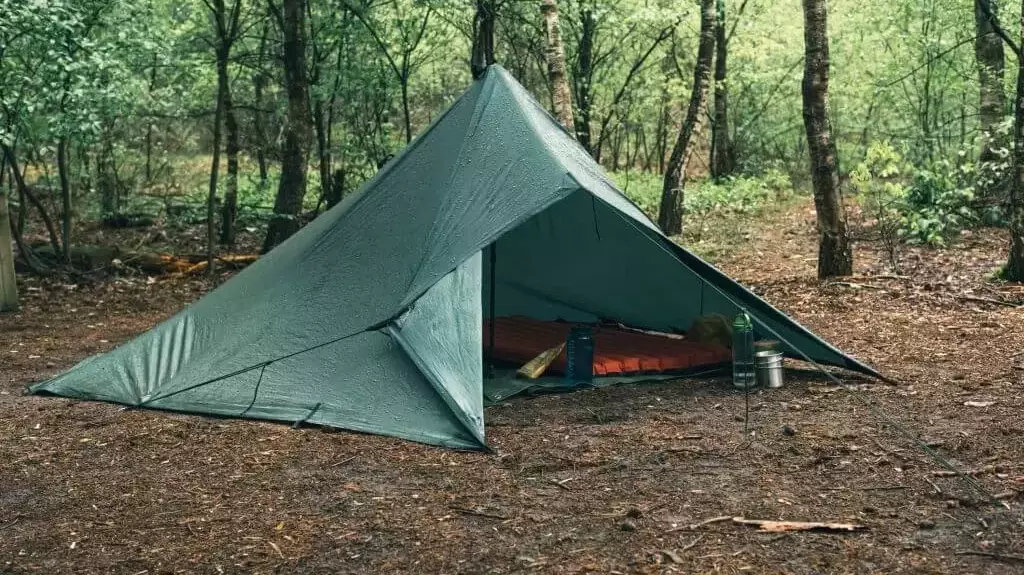 a tarpauline resembling a tent