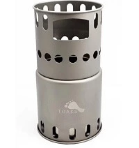 TOAKS titanium wood burning camp stove for backpacking