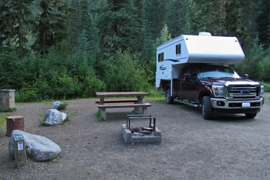 truck camper at a campground
