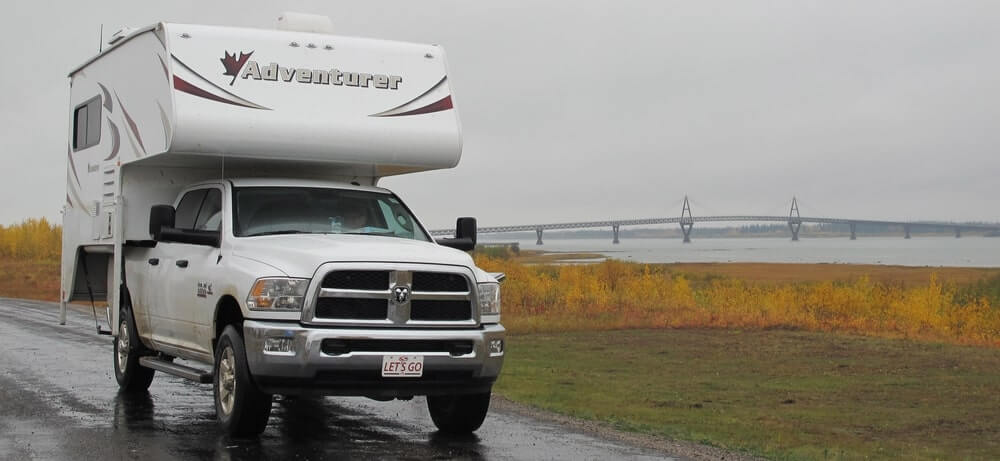 Truck Camper on a Towing Pickup