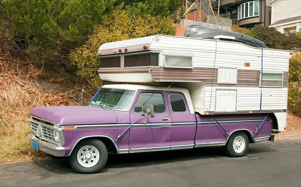 vintage truck and cabover camper