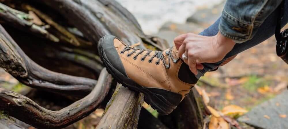 woman fitting hiking boots